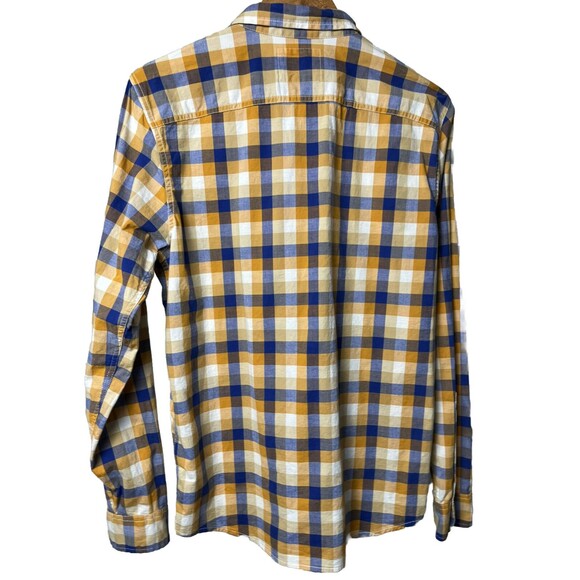 Hollister Shirt Long Sleeve Button Down Collar Blue Plaid Stretch Men Medium - Picture 2 of 5